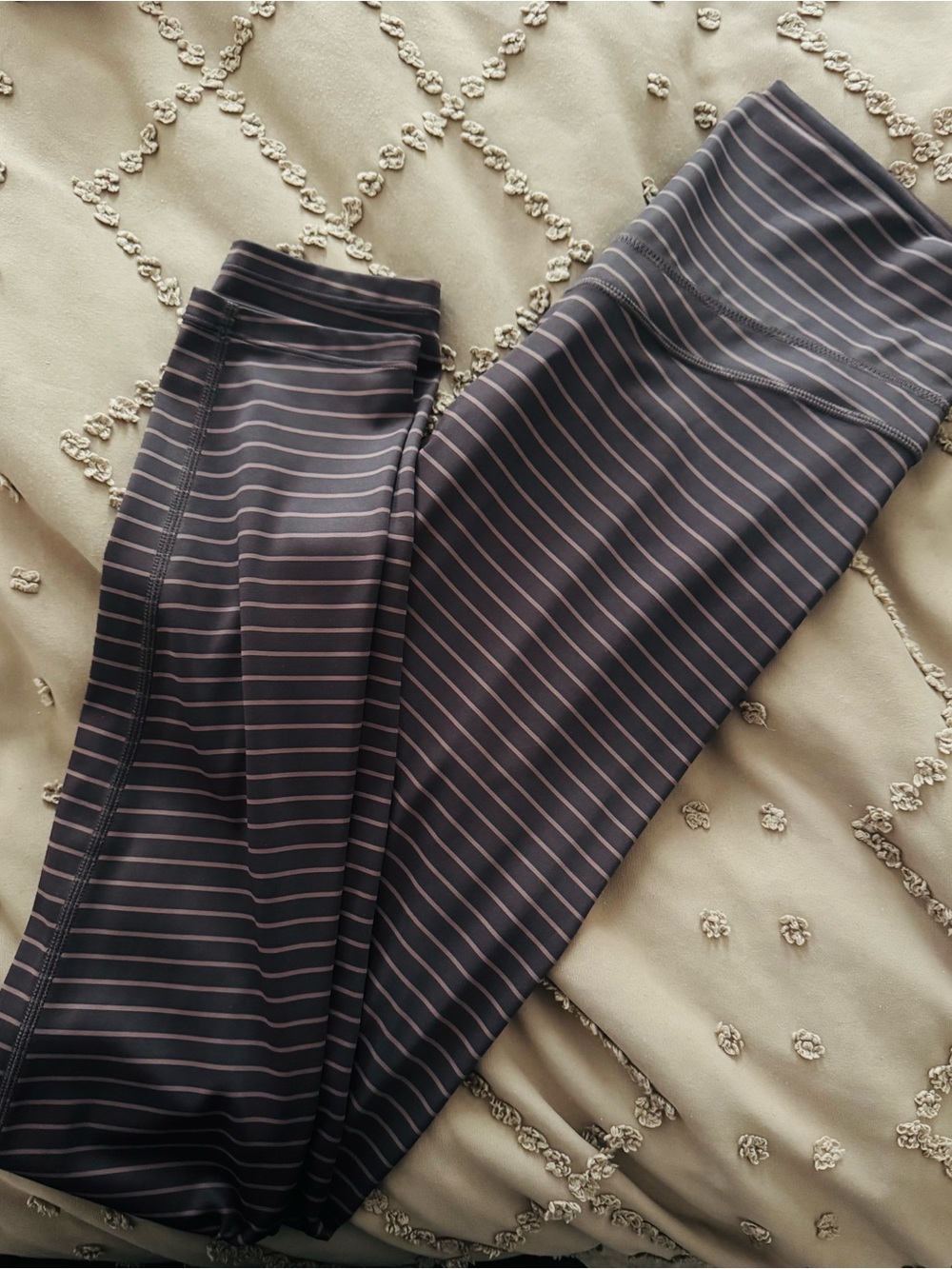 Striped Active Leggings in brown with brown Stripes